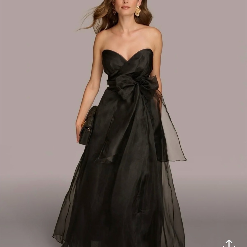 Donna Karan Women's Sweetheart Neck Strapless Chiffon Dress - Black